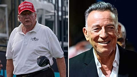 Trump shares fake clip of him hitting Bruce Springsteen with a golf ball 