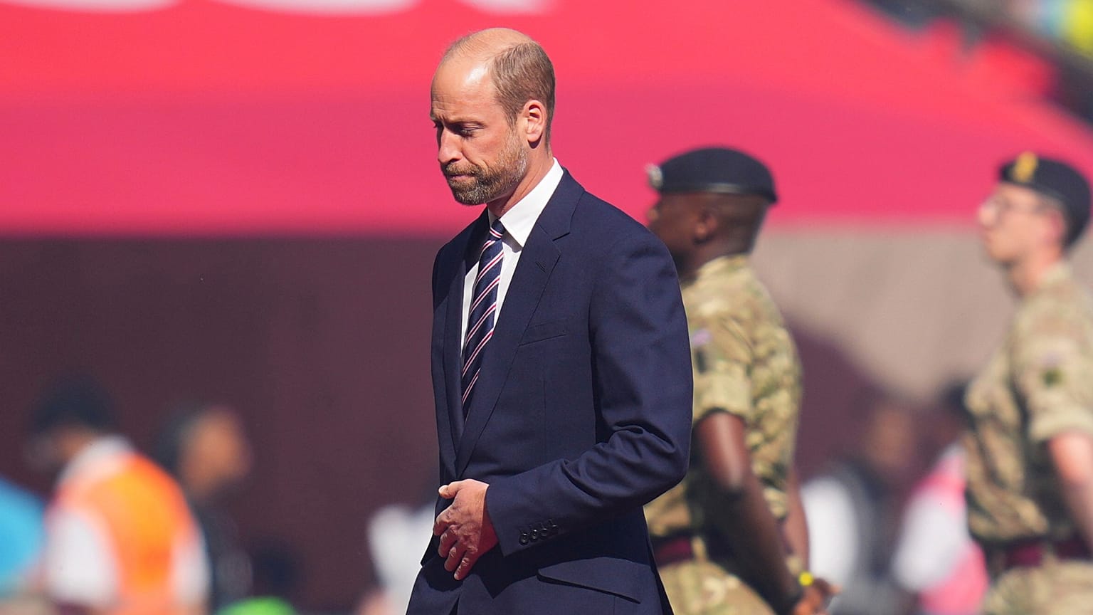 Prinz William von Großbritannien nimmt am Samstag, den siebzehnten Mai zweitausendfünfundzwanzig, an der Eröffnungszeremonie des Endspiels im Wembley-Stadion in London teil.