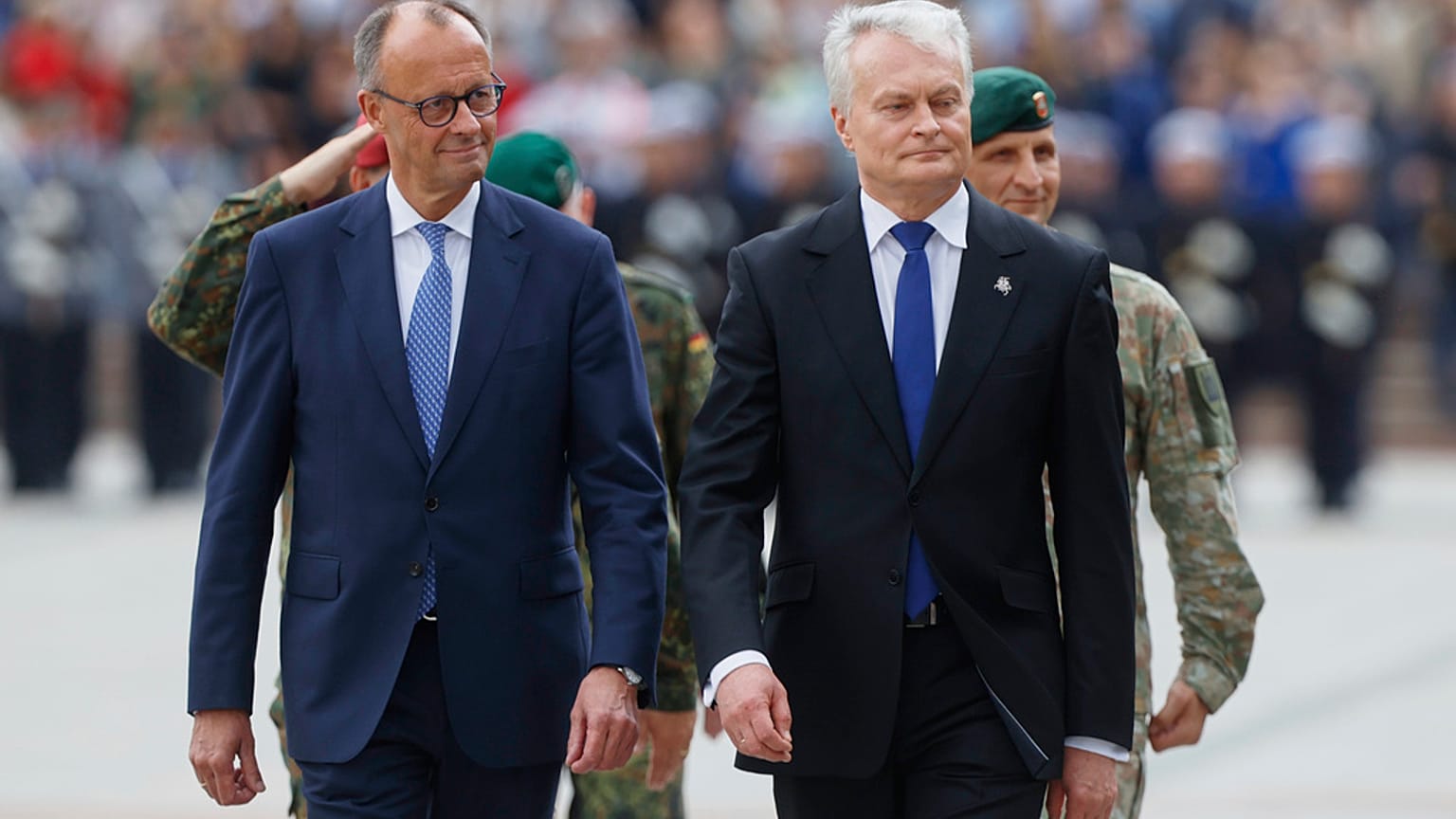 Il cancelliere tedesco e il premier lituano a Vilnius, Lituania, 22 maggio 2025