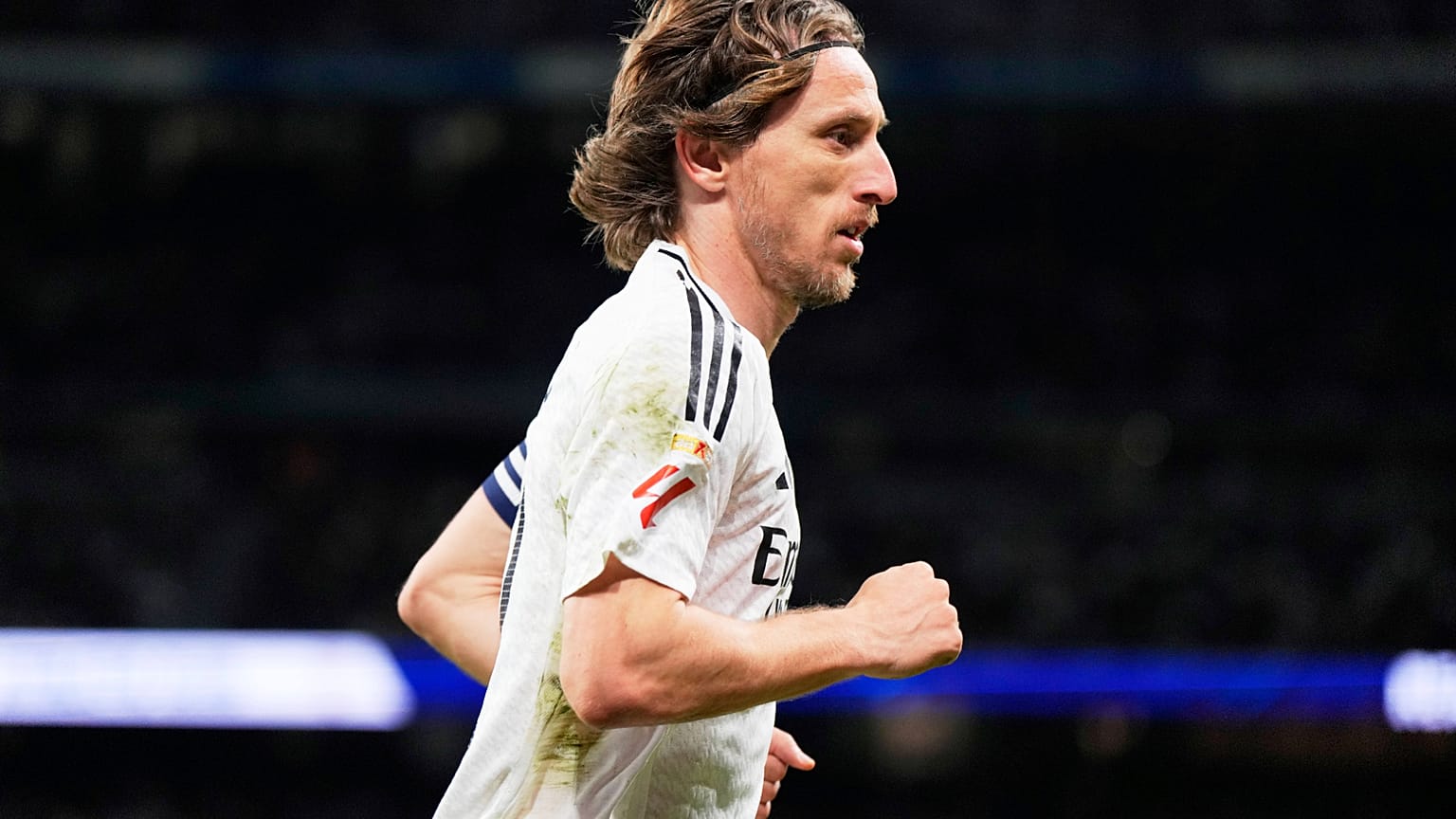 Luka Modric κατά τη διάρκεια του ποδοσφαιρικού αγώνα LaLiga μεταξύ της Ρεάλ Μαδρίτης και της Αθλέτικ Μπιλμπάο στο στάδιο Santiago Bernabeu στη Μαδρίτη, Κυριακή 20 Απριλίου 2025.