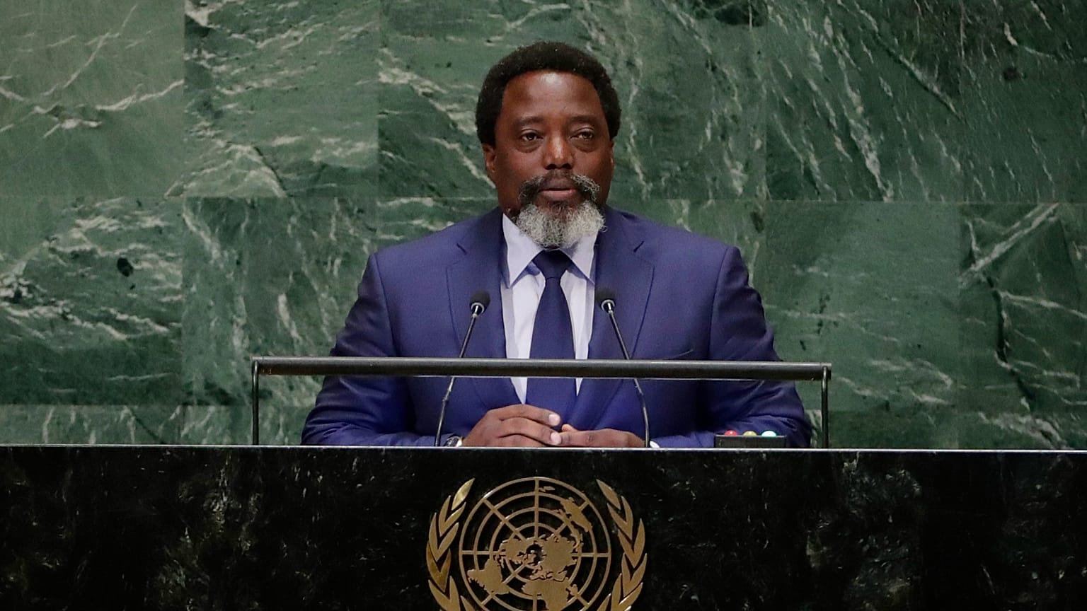 Former President of the DRC Joseph Kabila addresses the 73rd session of the UN General Assembly in New York, 25 September, 2018