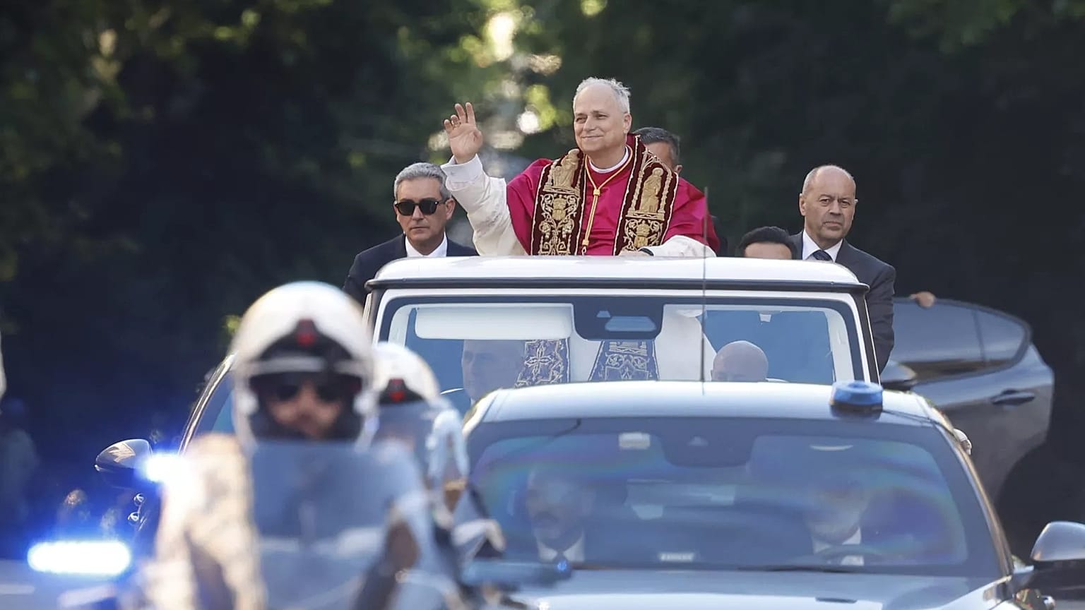 Pope Leo XIV arrives at the Basilica of St Mary Major in Rome, 25 May 2025