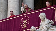 Pope Leo XIV waves faithful during his visit the Basilica of St Mary Major in Rome, 25 May 2025