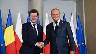Le président roumain élu Nicusor Dan en visite chez le Premier ministre polonais Donald Tusk, Varsovie, 25.05.2025