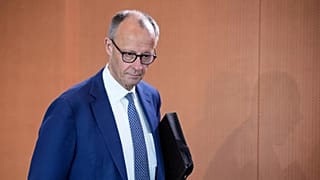Ο Γερμανός καγκελάριος Friedrich Merz επικρίνει το Ισραήλ στο WDR Europaforum. 21 Μαΐου 2025.
