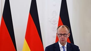 FILE: German Chancellor Friedrich Merz talks to the media after a meeting with Lithuania's President Gitanas Nauseda at the Presidential palace in Vilnius, 22 May 2025