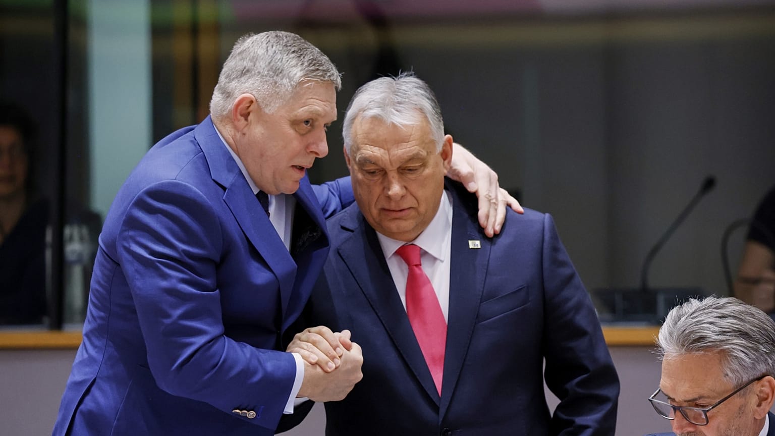 Robert Fico és Orbán Viktor a márciusi brüsszeli EU-csúcson