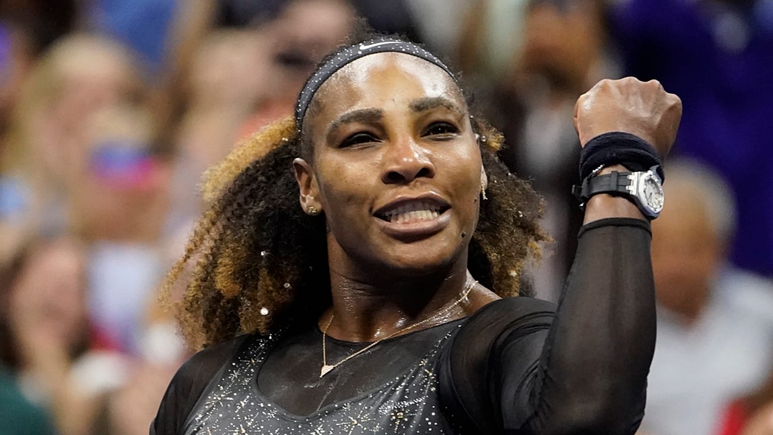 Serena Williams durante um jogo em 2022.
