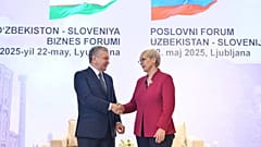 FILE: Uzbekistan's President Shavkat Mirziyoyev and Slovenian President Nataša Pirc Musar in Ljubljana, 22 May 2025