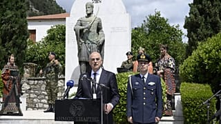 Ο Νίκος Δένδιας στην ομιλία του στον Μυστρά