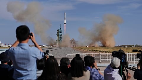 A Long March rocket lifts off at the Jiuquan Satellite Launch Center in Jiuquan, 24 April, 2025