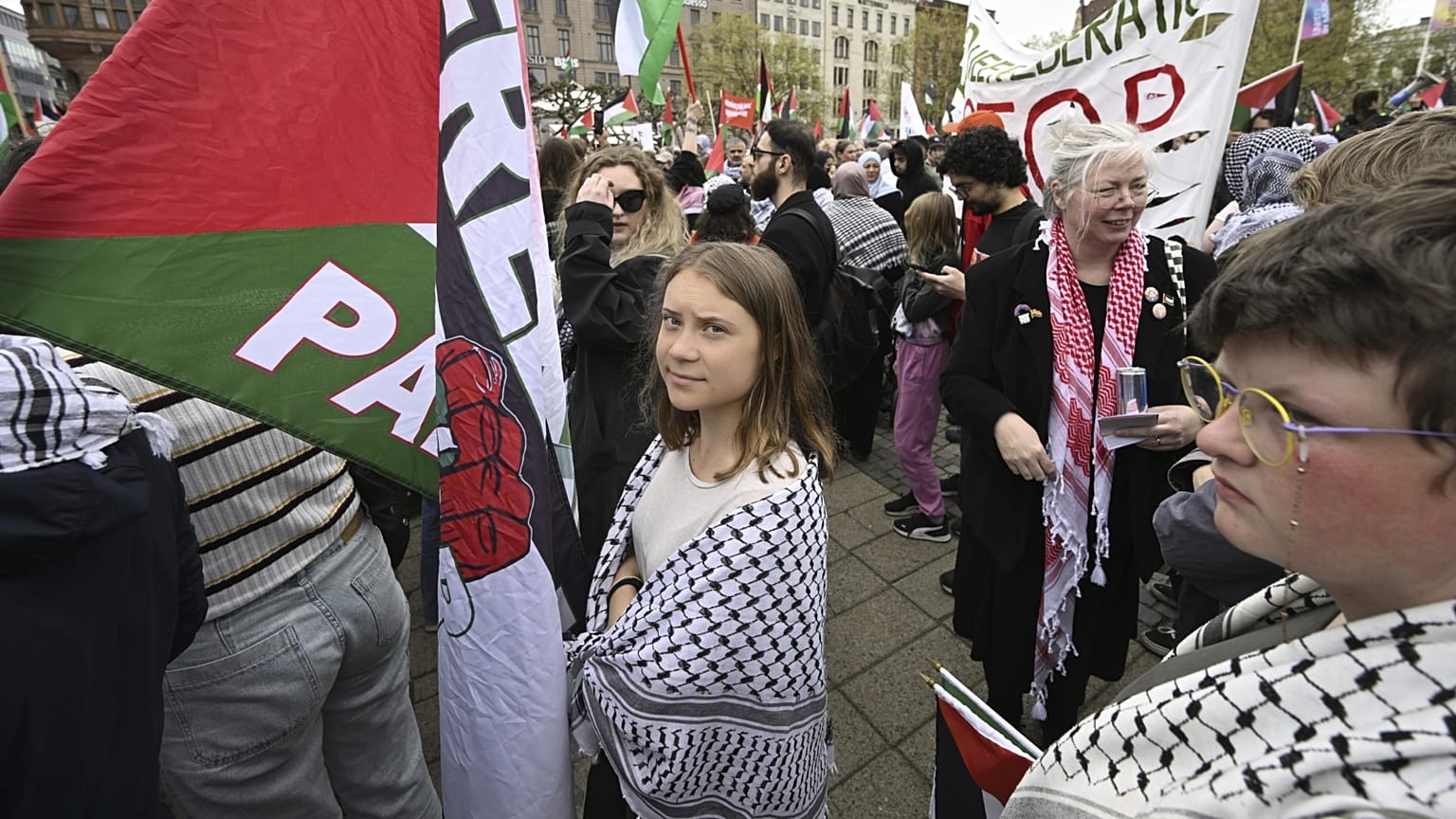 Az ismert klímaaktivista egy tavalyi, Izrael-ellenes tüntetésen Malmőben