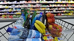 photo a shopping cart with food is seen in a supermarket in Dresden, Germany