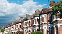 A row of terraced houses in Clapham, London, United Kingdom. 