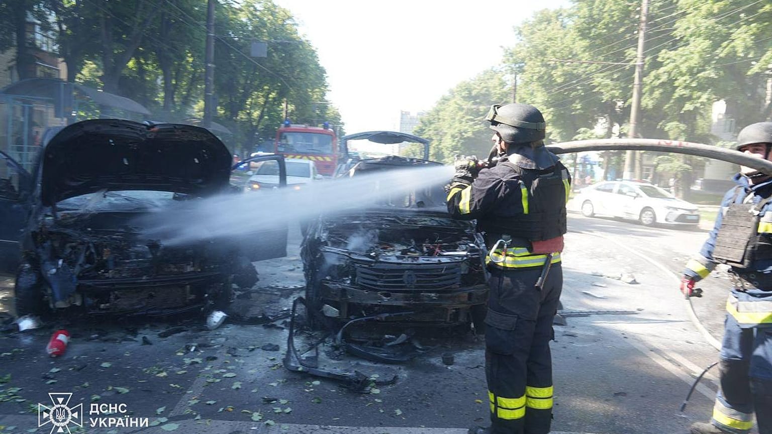 The aftermath of a Russian attack on the city of Sumy, Ukraine, on June 3, 2025.