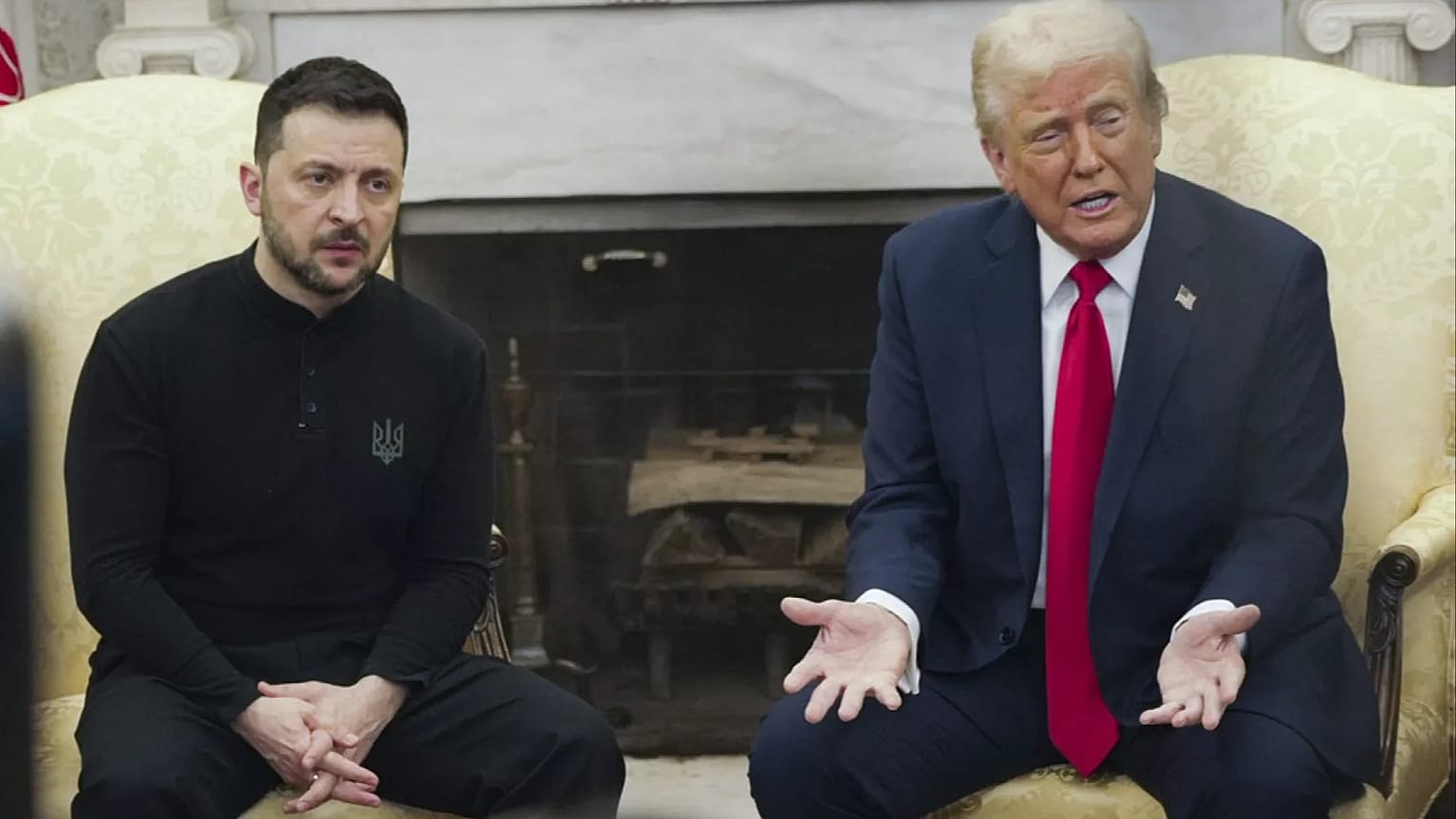 Prezydent Donald Trump spotyka się z prezydentem Ukrainy Wołodymyrem Zełenskim w Gabinecie Owalnym w Białym Domu w piątek 28 lutego 2025 r. w Waszyngtonie. 
