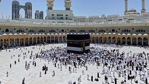 Muslim pilgrims walk around the Kaaba, the cubic building at the Grand Mosque, during the annual Hajj pilgrimage, in the Muslim holy city of Mecca, Saudi Arabia, June 4, 2025