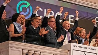 Jeremy Allaire, second from right, Co-Founder, Chairman & CEO of Circle, rings the New York Stock Exchange opening bell. 5 June 2025.