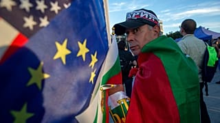 Comício de encerramento das eleições em Sófia, capital da Bulgária, na sexta-feira, 30 de setembro de 2022. 