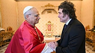 Papst Leo XIV. trifft den argentinischen Präsidenten Javier Milei anlässlich einer Privataudienz im Vatikan, Samstag, 7. Juni 2024.