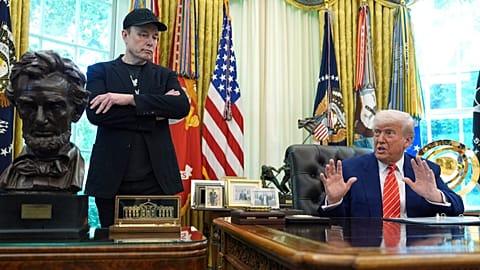 President Donald Trump speaks during a news conference with Elon Musk in the Oval Office of the White House, Friday, May 30, 2025, in Washington. 