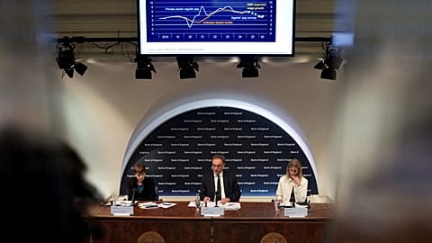 Bank of England Governor Andrew Bailey speaks, during the Monetary Policy Report press conference in London. 8 May 2025.