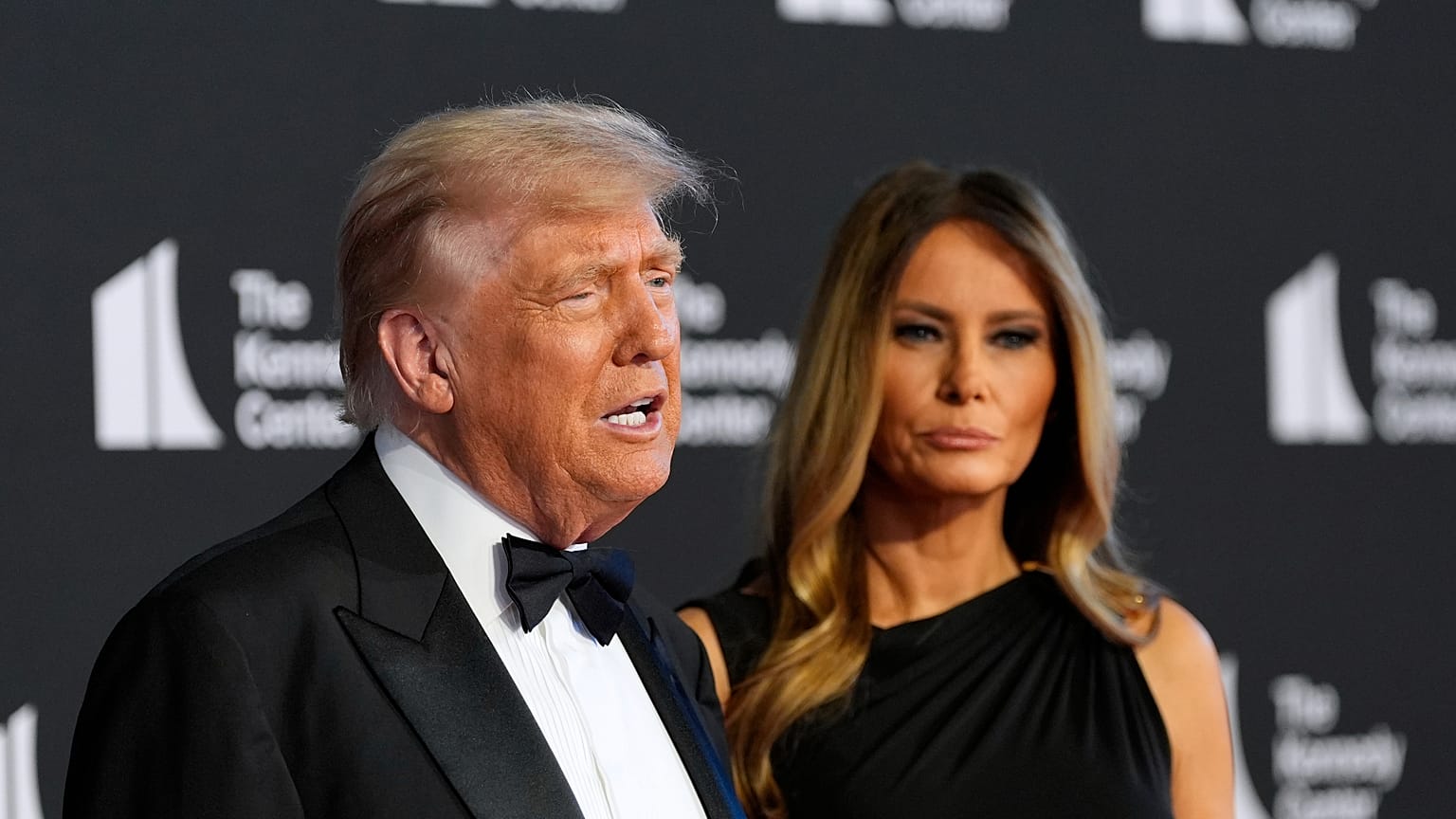 President Donald Trump and first lady Melania Trump arrive to view opening night of "Les Miserables" at the Kennedy Center in Washington. 11 June 2025.