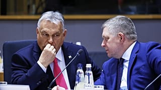 Orbán Viktor és Robert Fico a márciusi brüsszeli EU-csúcson