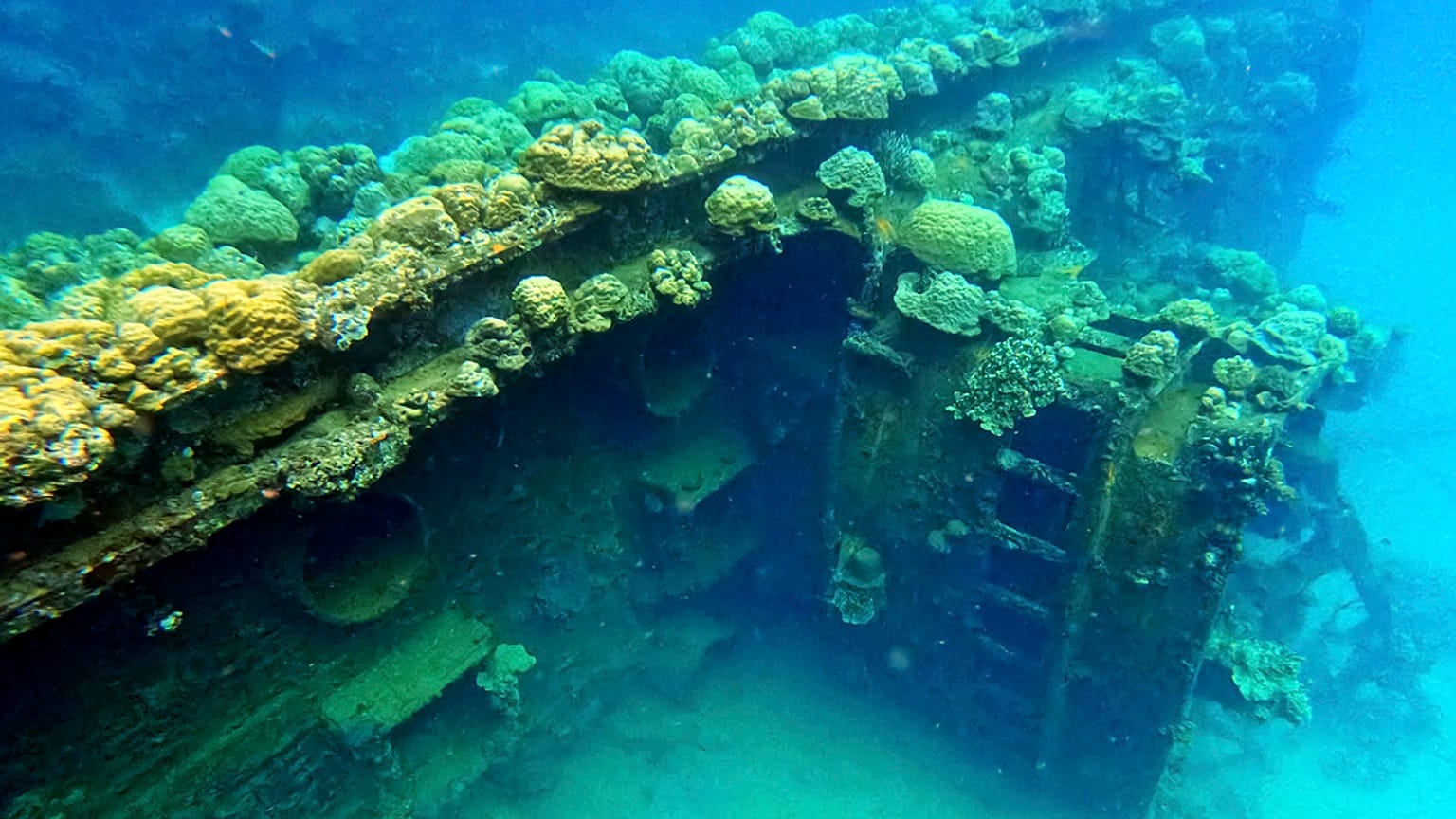 صورة من الأرشيف- حطام سفينة قديمة في 29 ديسمبر 2024 في بحيرة الصخور بجزر روك الجنوبية بالقرب من كورور، بالا