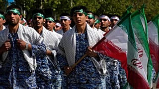 FILE - Volunteer troops of the Iranian army march during Army Day parade at a military base in Iran, 17 April 2024.