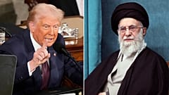 Bilderkombination mit US-Präsident Donald Trump und dem iranischen Obersten Führer Ayatollah Ali Khamenei. 