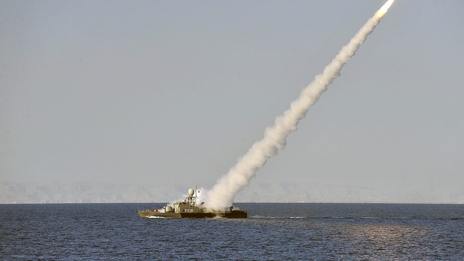  Iran's navy said Sunday it test-fired an advanced surface-to-air missile during a drill in international waters near the strategic Strait of Hormuz