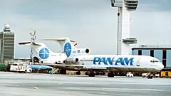 Ein PAN AM-Flugzeug in New York im Jahr 1991, dem Jahr, in dem das Unternehmen in Konkurs ging.