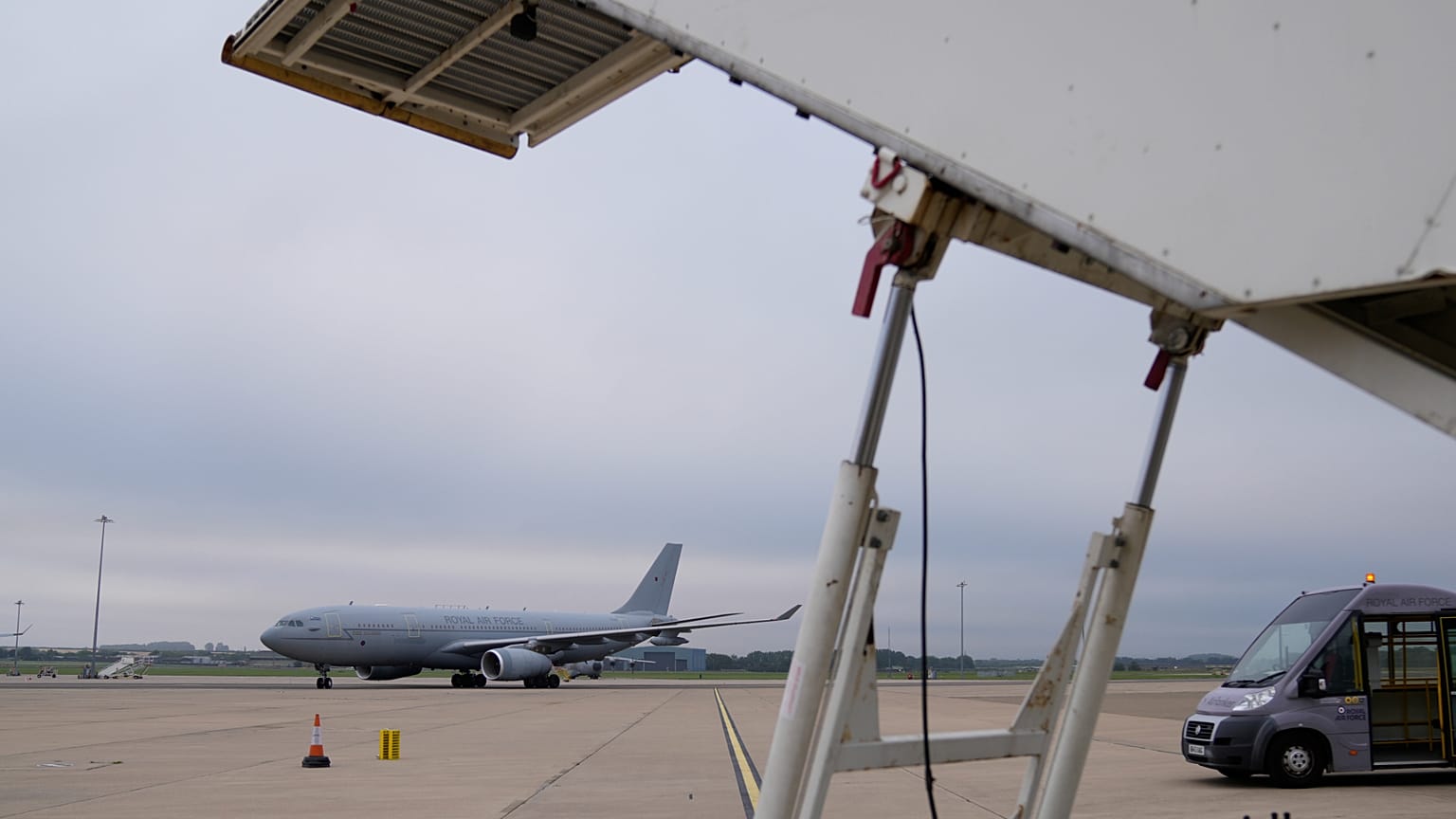 Ein Voyager-Flugzeug der britischen Royal Airforce, RAF Brize Norton, 28. August 2021