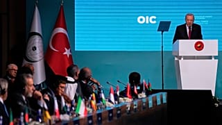 Turkey's President Recep Tayyip Erdogan gives an opening speech during the Council of Foreign Ministers of the Organization of Islamic Cooperation meeting, in Istanbul, Turkey