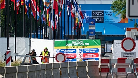 Security ahead of the NATO summit in The Hague, Netherlands, Wednesday, June 18, 2025. (AP Photo/Peter Dejong)