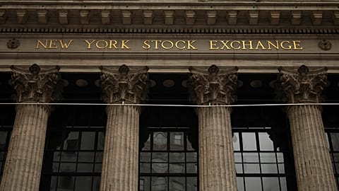 The facade of the New York Stock Exchange is seen, Wednesday, June 18, 2025, in New York.