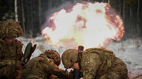 British soldiers attend the Winter Camp 23 military drills near Tapa, Estonia, Tuesday, Feb. 7, 2023. The Winter Camp exercises are regular drills conducted by NATO