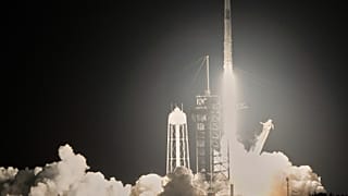 A SpaceX Falcon 9 rocket with a crew of four aboard a Dragon Spacecraft lifts off from pad 39A at the Kennedy Space Center in Cape Canaveral, Fla., Wednesday, June 25, 2025