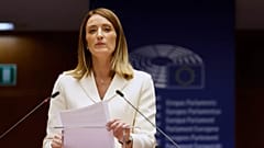 Roberta Metsola, presidenta del Parlamento europeo, en Eslovenia el pasado mes de mayo.