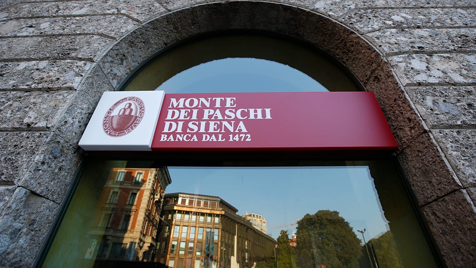 A "Monte Dei Paschi di Siena" bank branch in Milan, Italy. 26 Oct. 2014.