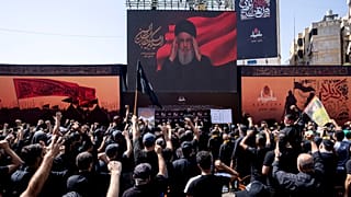الأمين العام السابق لحزب اللهحسن نصرالله يُلقي كلمة عبر الفيديو خلال إحياء مراسم عاشوراء في الضاحية الجنوبية لبيروت، السبت 29 يوليو 2023.