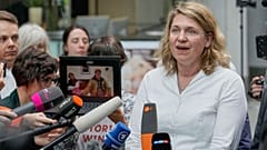 Roda Verheyen, lawyer for Peruvian farmer Luciano Lliuya, speaks after the verdict in the climate damages case against RWE in the Higher Regional Court in Hamm, 28 May 2025. 