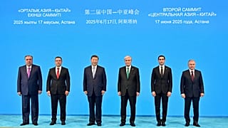 Leaders pose for a photo during their meeting on the sidelines of the China-Central Asia Summit in Astana, 17 June 2025