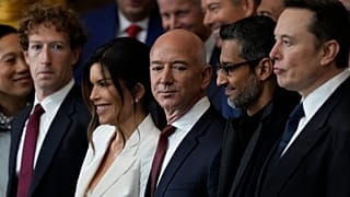 Los multimillonarios Mark Zuckerberg, Jeff Bezos, Sundar Pichai y Elon Musk en la 60ª inauguración presidencial de Trump en el Capitolio de EE.UU, el 20 de enero de 2025.