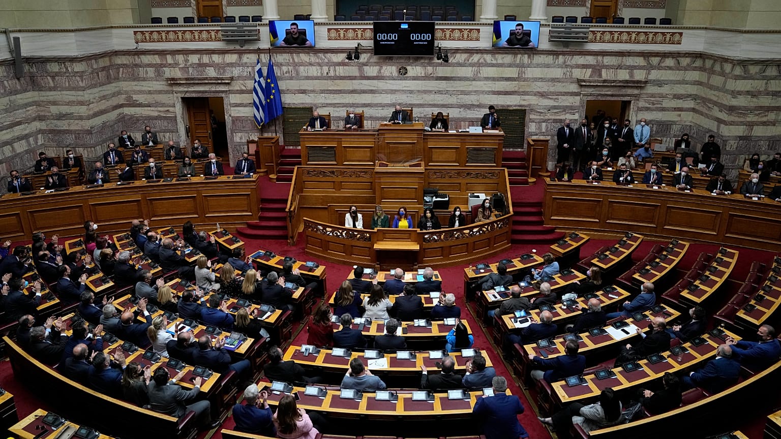 The interior of the Greek Parliament in Athens, 7 April, 2022