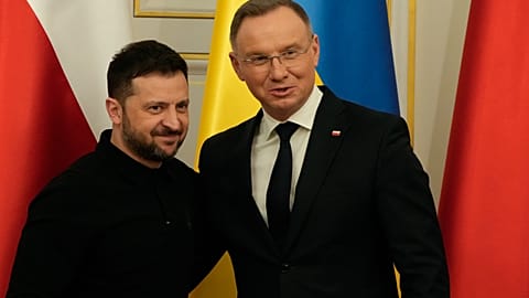 Andrzej Duda lengyel elnök és Volodimir Zelenszkij ukrán elnök.