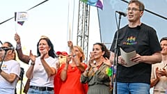 Bürgermeister Gergely Karácsony spricht bei Budapest Pride am 28. Juni