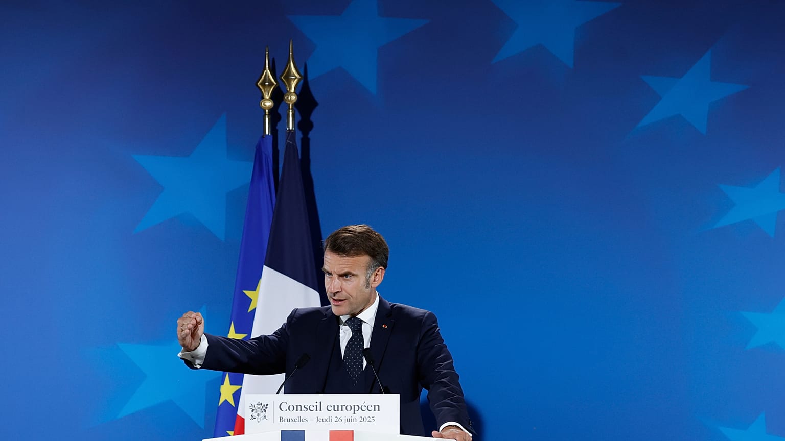 Macron, durante un discurso en una cumbre reciente en Bruselas.