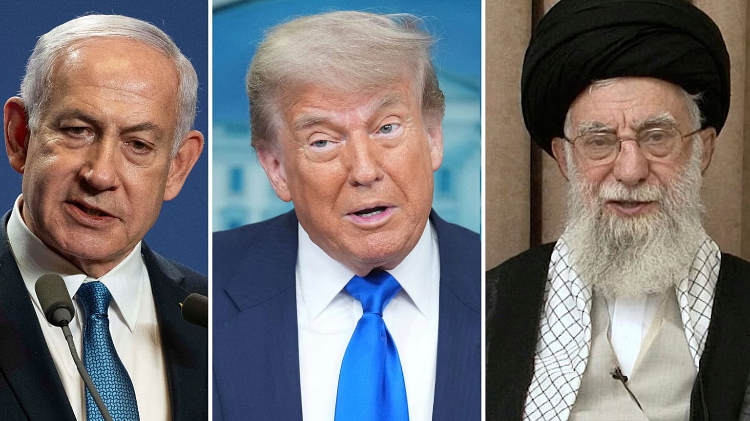علی خامنه‌ای، دونالد ترامپ و بنیامین نتانیاهو